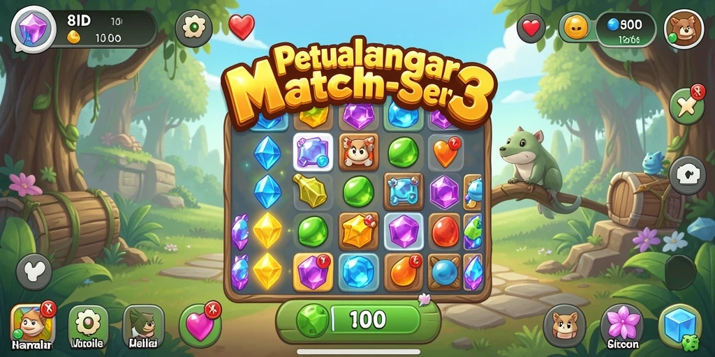 Tampilkan gameplay seru dari game Match-3 8ID yang menantang.
