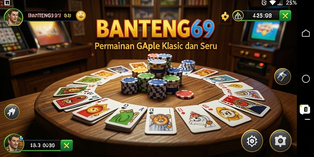 Tampilan gameplay seru dari BANTENG69 yang menampilkan suasana bermain Gaple.