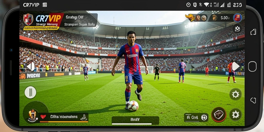 Gameplay mendebarkan dalam CR7VIP dengan strategi sepak bola.