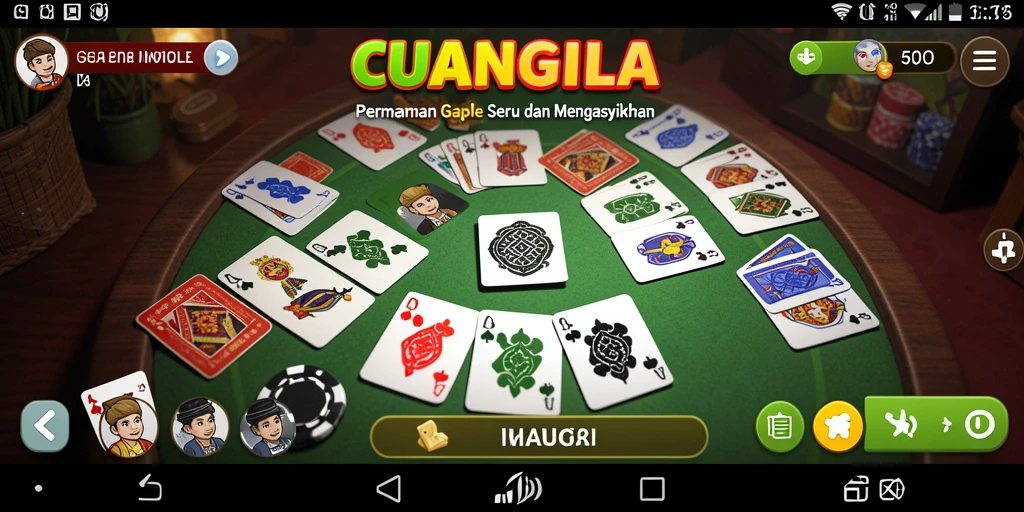 Tampilan gameplay seru dari CUANGILA saat bermain Gaple.