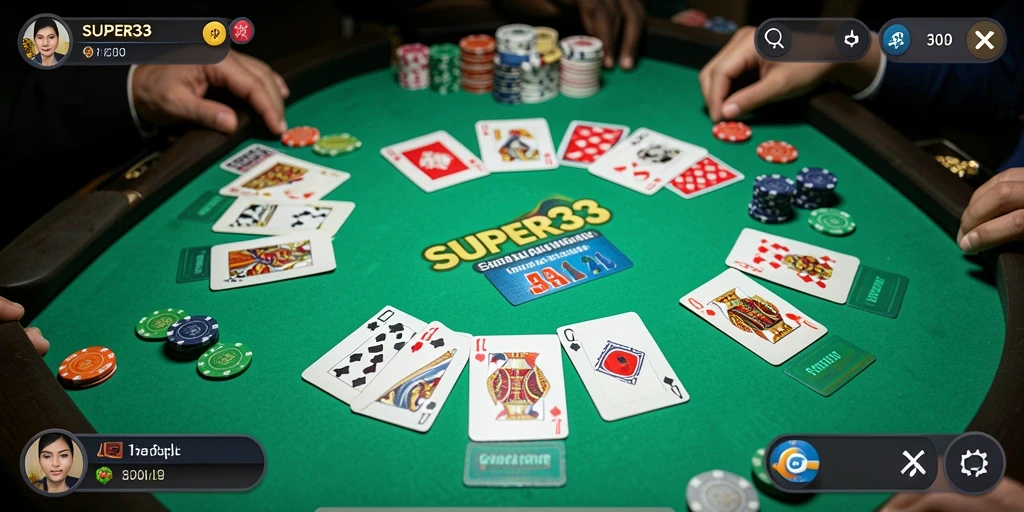 Tampilan gameplay SUPER33 yang menarik dalam permainan Gaple.