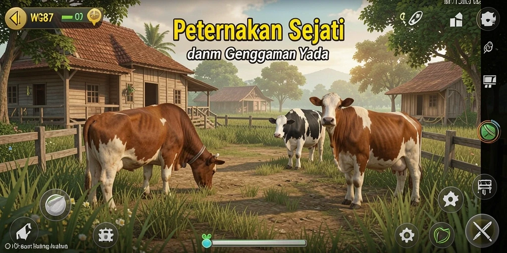 Tangkapan layar WG87 menampilkan farm yang luas dan beragam tanaman.